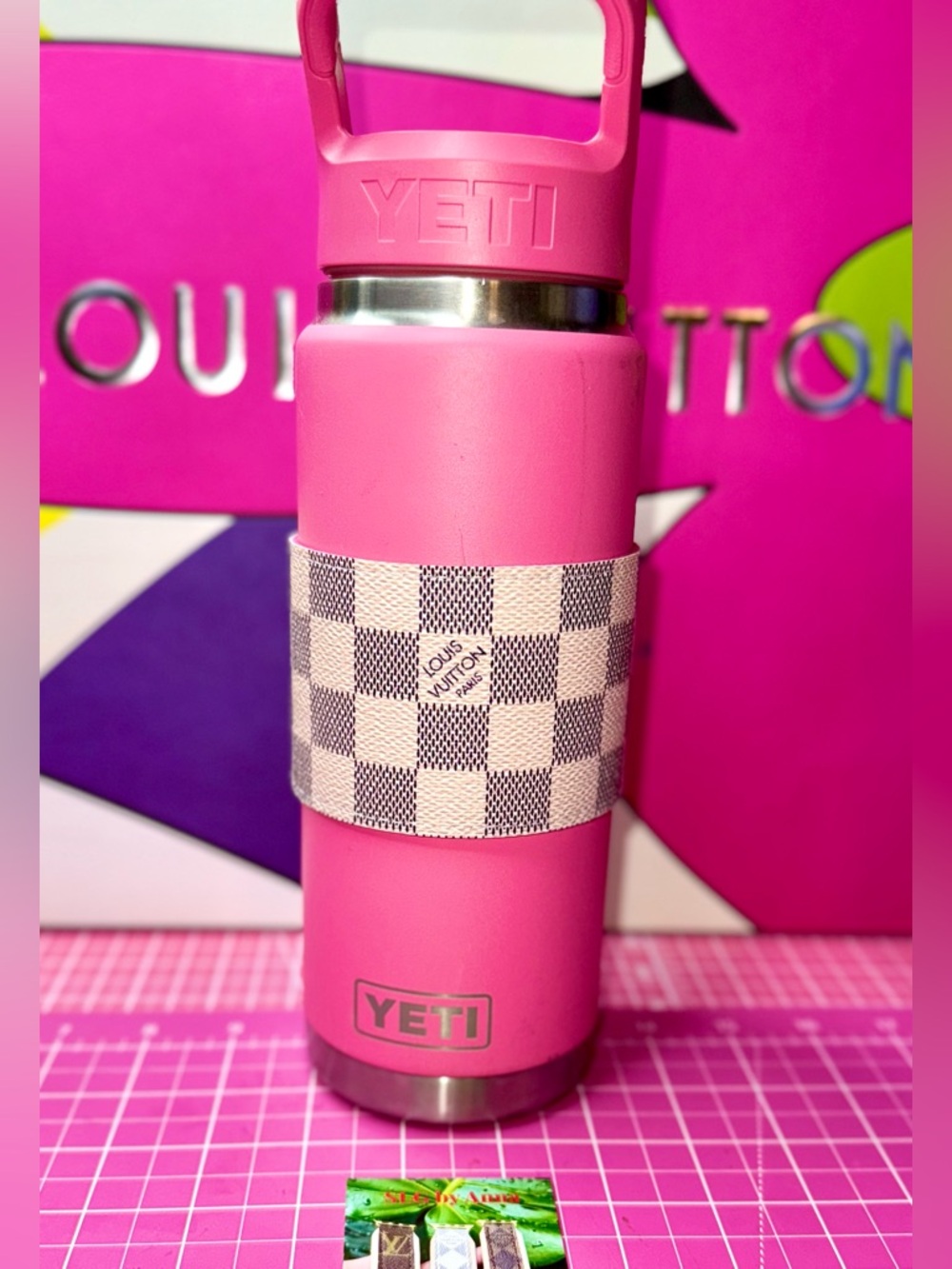 🩷 LV Custom Damier azure Yeti or Stanley Sleeve cup cover